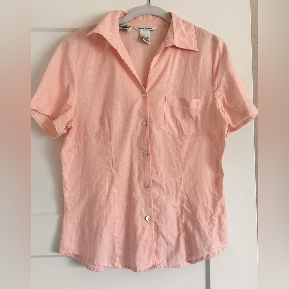Richard Malcom Women’s Pink Irish Linen Shirt SZ M